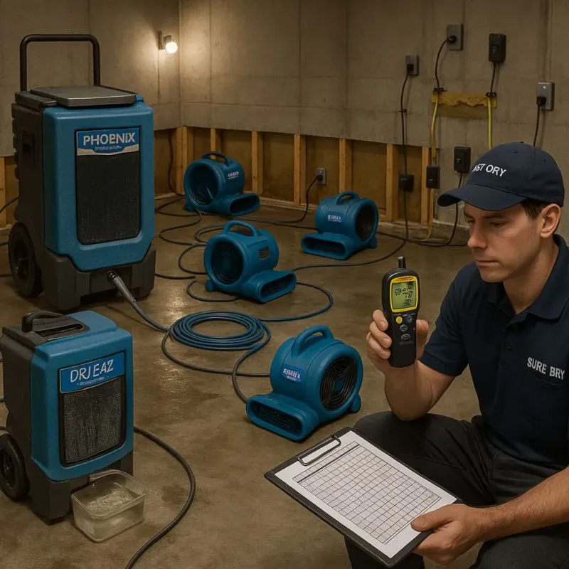 Structural Drying and Dehumidification process in Seabrook Farms, NJ